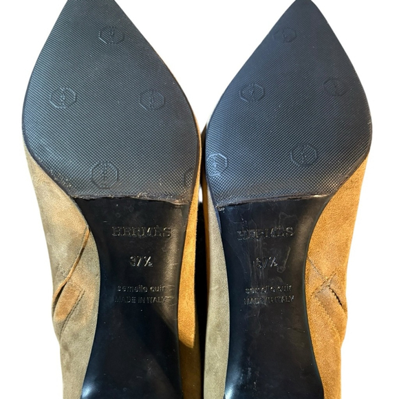 HERMÈS Brown Suede Kitten Heel Boots in Sz 37.5 - Picture 6 of 9